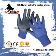 18g Blue Lind Palm Black PU Coated Industrial Glove